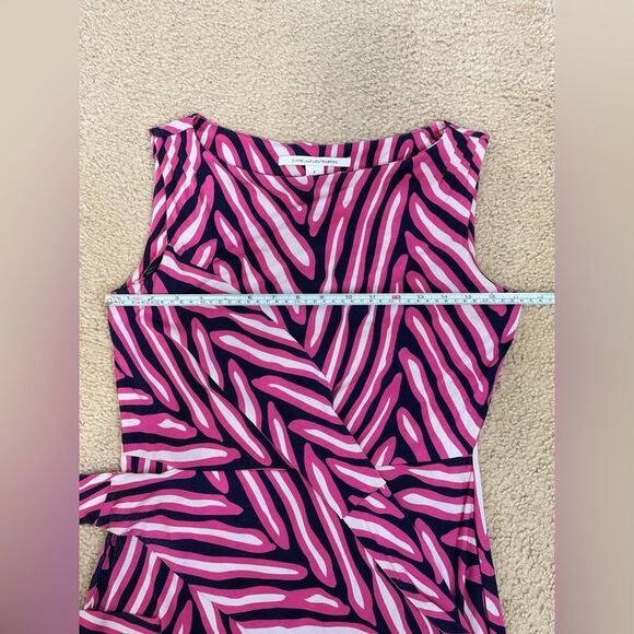 Diane Von Furstenberg Pink Black Stripe Wrap Silk Dress size 6 - Picture 14 of 16